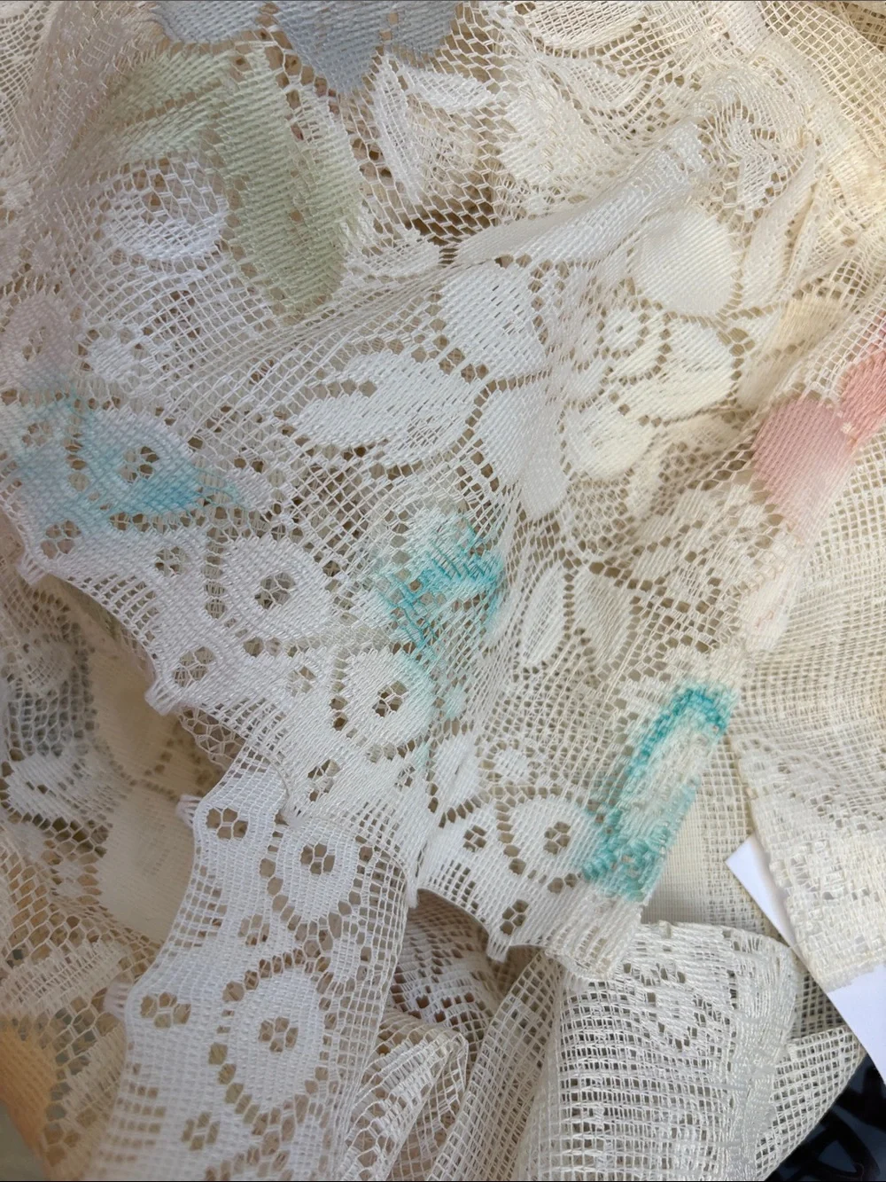 Vintage grandma style Sheer Lace Valance/Curtain Panel in Ivory. BB